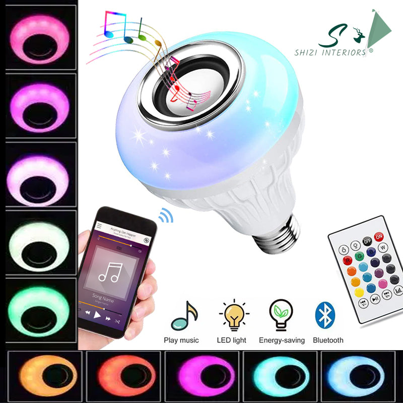 Smart LED RGB Bluetooth Speaker Bulb: Wireless Disco Audio Music Multi Color Dimmable Lamp